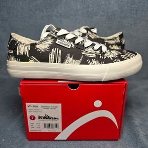 SwingDish Spikeless Traveler Coated Canvas Scribble Print Shoes Women's Size 7